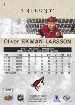 2017-18 Upper Deck Trilogy #2 Oliver Ekman-Larsson Back