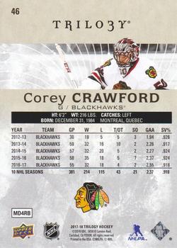 2017-18 Upper Deck Trilogy #46 Corey Crawford Back