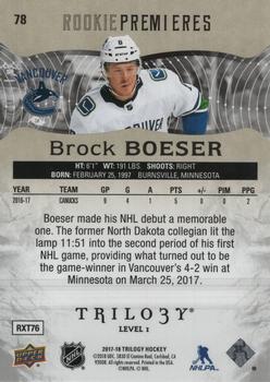 2017-18 Upper Deck Trilogy #78 Brock Boeser Back