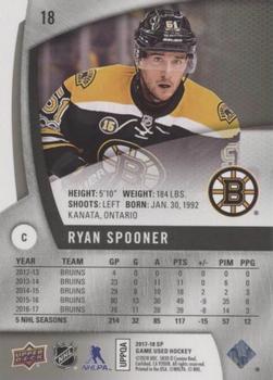 2017-18 SP Game Used #18 Ryan Spooner Back