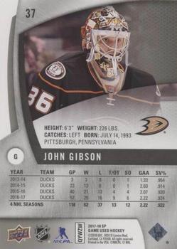 2017-18 SP Game Used #37 John Gibson Back