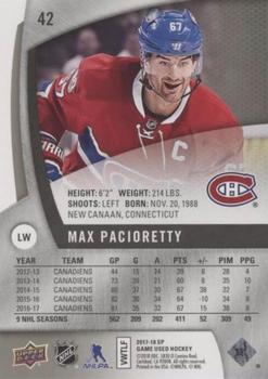 2017-18 SP Game Used #42 Max Pacioretty Back
