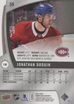 2017-18 SP Game Used #59 Jonathan Drouin Back