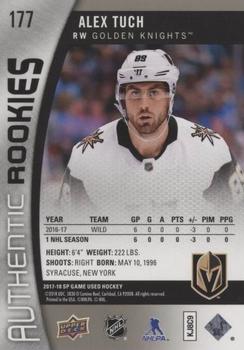 2017-18 SP Game Used #177 Alex Tuch Back