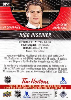 2017-18 Upper Deck Tim Hortons - 2017 NHL No. 1 Draft Pick #DP-1 Nico Hischier Back