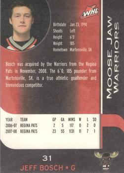 2008-09 Sobeys Moose Jaw Warriors (WHL) #4 Jeff Bosch Back