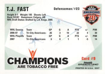 2007-08 Grandstand US Celluar Tri-City Americans (WHL) #9 T.J. Fast Back