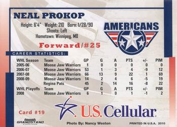 2009-10 Grandstand Tri-City Americans (WHL) #19 Neal Prokop Back