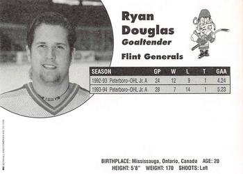 1994-95 Flint Generals (CoHL) #NNO Ryan Douglas Back