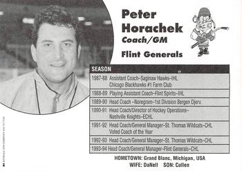 1994-95 Flint Generals (CoHL) #NNO Peter Horachek Back