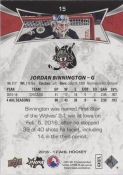 2016-17 Upper Deck AHL - Green #15 Jordan Binnington Back