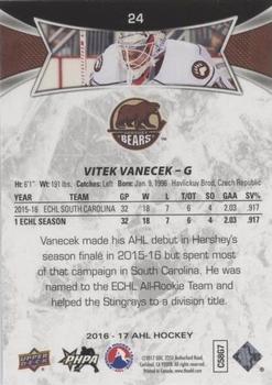 2016-17 Upper Deck AHL - Green #24 Vitek Vanecek Back