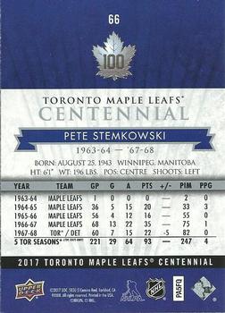 2017 Upper Deck Toronto Maple Leafs Centennial #66 Pete Stemkowski Back