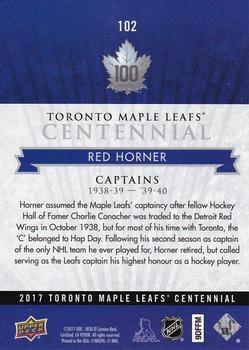 2017 Upper Deck Toronto Maple Leafs Centennial #102 Red Horner Back