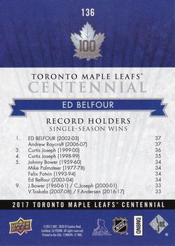 2017 Upper Deck Toronto Maple Leafs Centennial #136 Ed Belfour Back