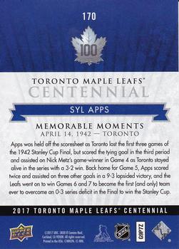 2017 Upper Deck Toronto Maple Leafs Centennial #170 Syl Apps Back