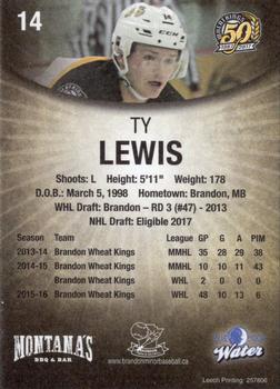 2016-17 Brandon Wheat Kings (WHL) #9 Ty Lewis Back