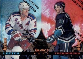 1994-95 Finest - Bowman's Best Refractors Duals #4 Brian Leetch / Oleg Tverdovsky Front