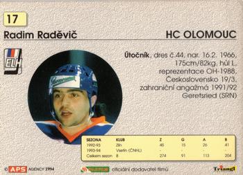 1994-95 APS Extraliga (Czech) #17 Radim Radevic Back