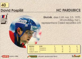 1994-95 APS Extraliga (Czech) #40 David Pospisil Back