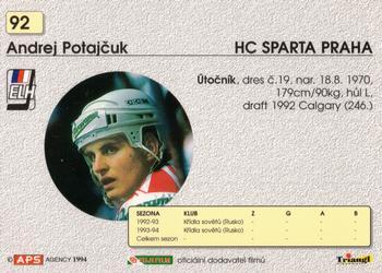 1994-95 APS Extraliga (Czech) #92 Andrei Potaitshuk Back