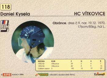 1994-95 APS Extraliga (Czech) #118 Daniel Kysela Back