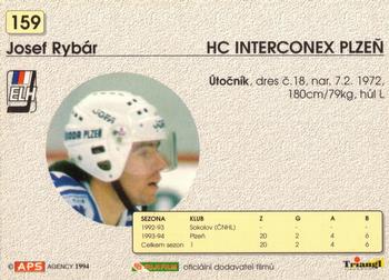 1994-95 APS Extraliga (Czech) #159 Josef Rybar Back