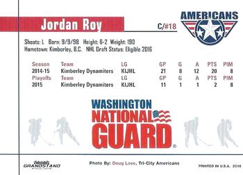 2015-16 Grandstand Tri-City Americans (WHL) #NNO Jordan Roy Back