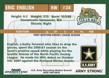 2007-08 Grandstand Everett Silvertips (WHL) #9 Eric English Back