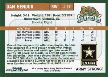2007-08 Grandstand Everett Silvertips (WHL) #11 Dan Gendur Back
