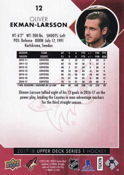 2017-18 Upper Deck - UD Exclusives #12 Oliver Ekman-Larsson Back