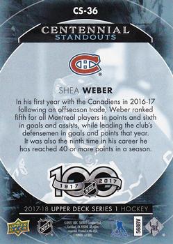 2017-18 Upper Deck - Centennial Standouts #CS-36 Shea Weber Back