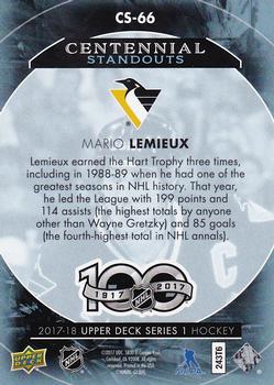 2017-18 Upper Deck - Centennial Standouts #CS-66 Mario Lemieux Back