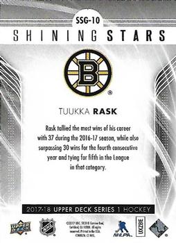 2017-18 Upper Deck - Shining Stars Red #SSG-10 Tuukka Rask Back