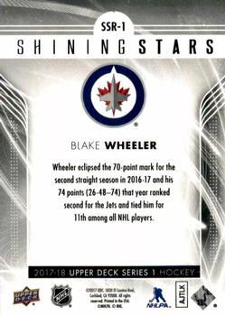 2017-18 Upper Deck - Shining Stars Red #SSR-1 Blake Wheeler Back