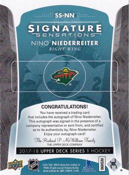 2017-18 Upper Deck - Signature Sensations #SS-NN Nino Niederreiter Back