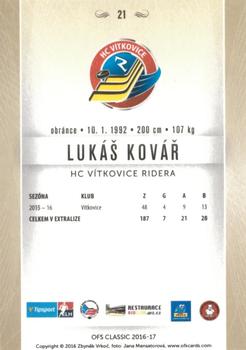 2016-17 OFS Classic Serie I #21 Lukas Kovar Back