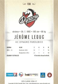 2016-17 OFS Classic Serie I #138 Jerome Leduc Back
