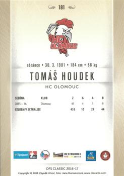 2016-17 OFS Classic Serie I #181 Tomas Houdek Back