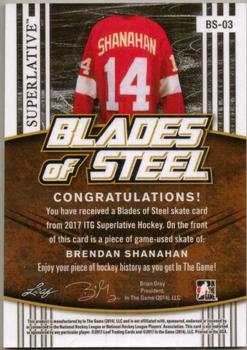 2017 Leaf In The Game Superlative - Blades of Steel - Magenta Spectrum Foil #BS-03 Brendan Shanahan Back