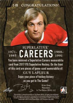 2017 Leaf In The Game Superlative - Superlative Careers - Blue Spectrum Foil #C-09 Guy Lafleur Back