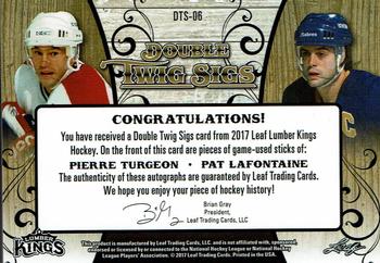 2017 Leaf Lumber Kings - Double Twig Sigs - Silver #DTS-06 Pierre Turgeon / Pat LaFontaine Back