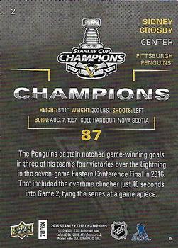 2016 Upper Deck Stanley Cup Champions Box Set #2 Sidney Crosby Back