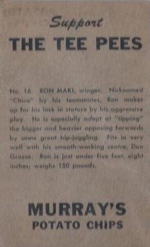 1956-57 Murray's Potato Chips St. Catharines Teepees (OHA) #NNO Ron Maki Back