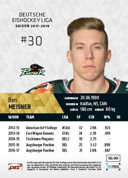 2017-18 Playercards (DEL) #DEL-001 Ben Meisner Back