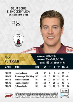 2017-18 Playercards (DEL) #DEL-021 Nick Petersen Back