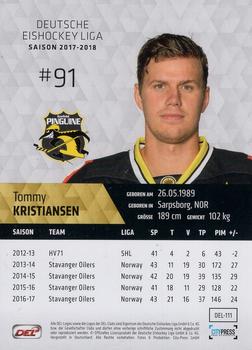 2017-18 Playercards (DEL) #DEL-111 Tommy Kristiansen Back