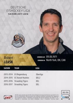 2017-18 Playercards (DEL) #DEL-194 Rob Leask Back