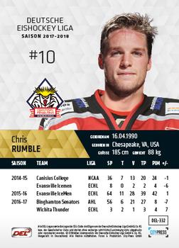 2017-18 Playercards (DEL) #DEL-332 Chris Rumble Back