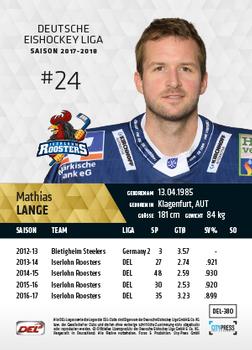 2017-18 Playercards (DEL) #DEL-380 Mathias Lange Back